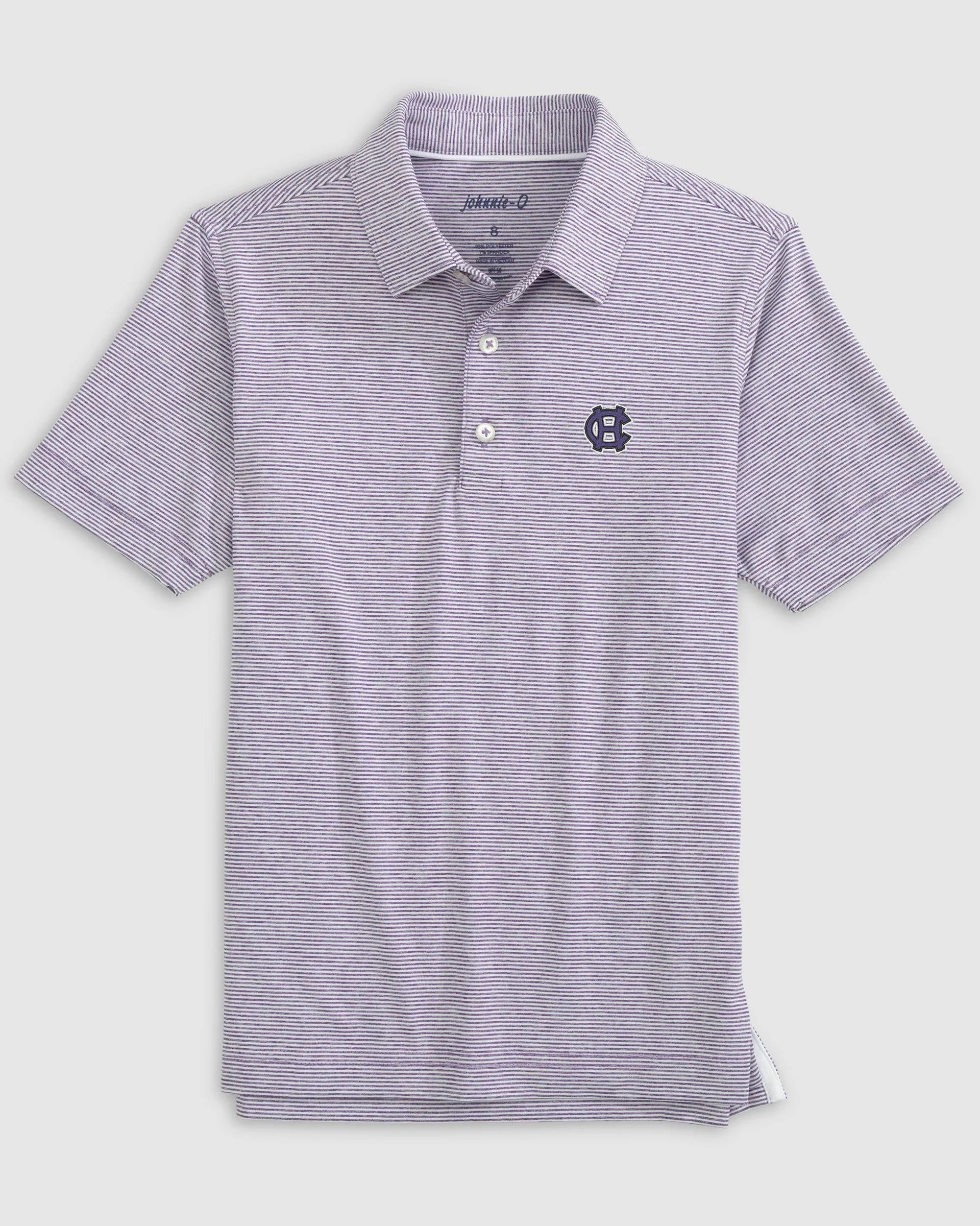 College of Holy Cross Lyndonn Jr. Striped Jersey Performance Polo