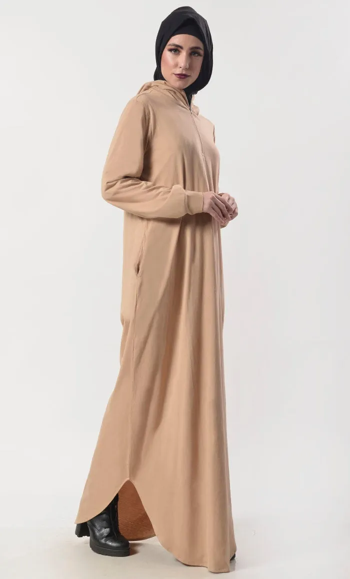 Comfortable Warm Hoodie Abaya With Pockets