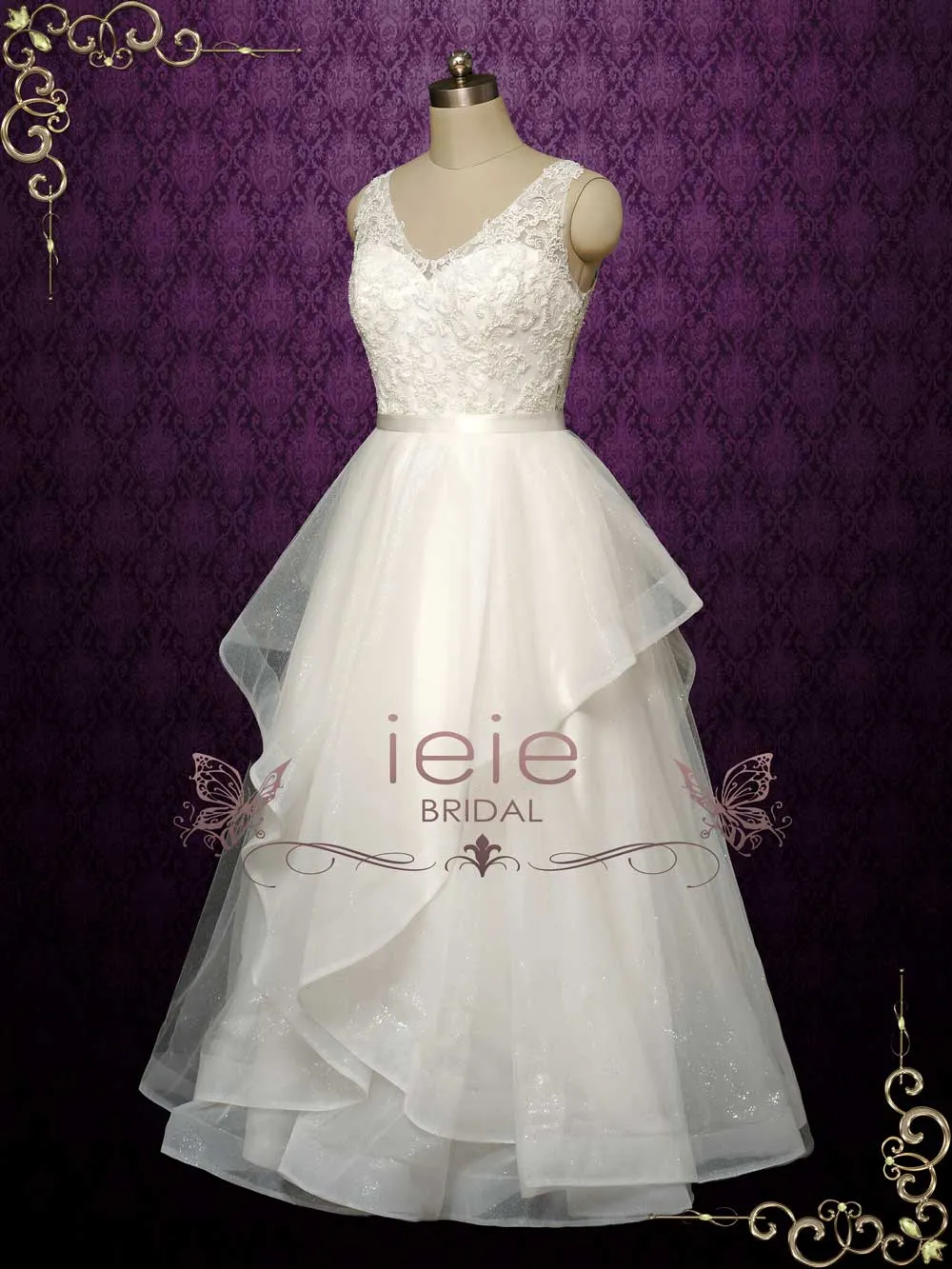 Convertible Short Lace Wedding Dress with Skirt ARWEN