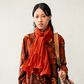 Cotton Crinkle Ruffle Scarf Red