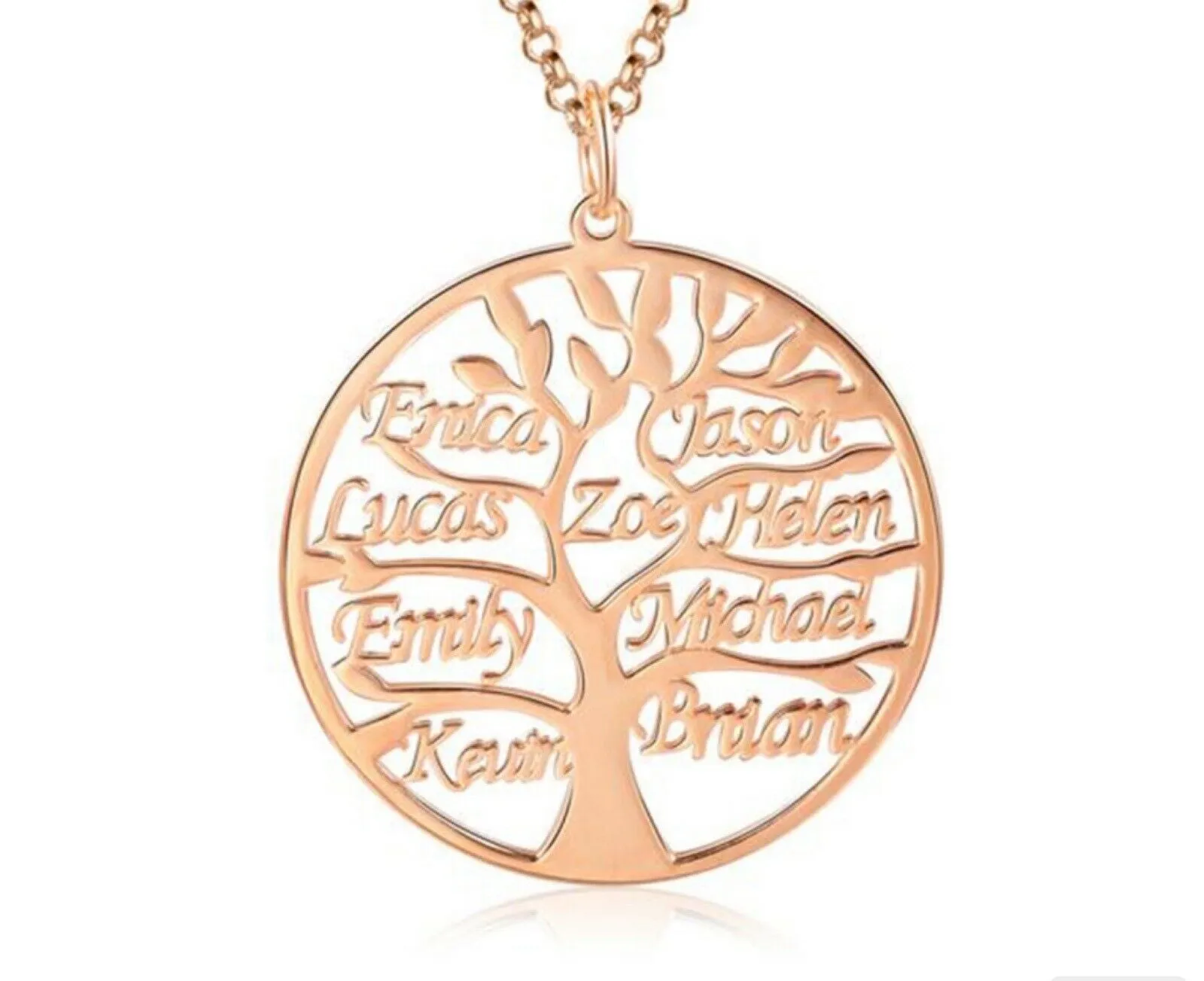 Custom Sterling Silver English / Arabic Family Tree Necklace