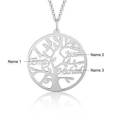 Custom Sterling Silver English / Arabic Family Tree Necklace