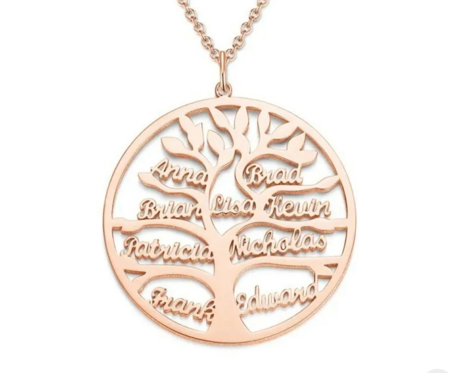 Custom Sterling Silver English / Arabic Family Tree Necklace