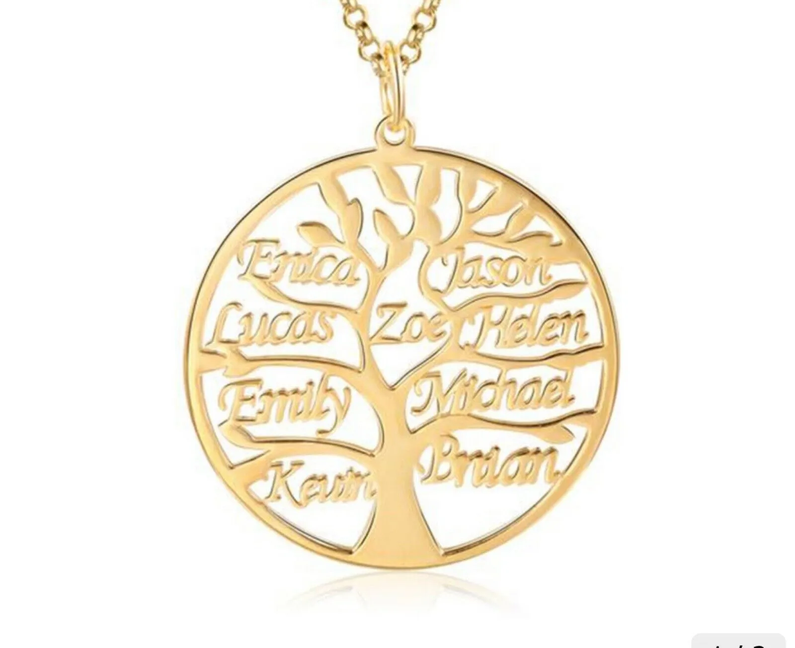 Custom Sterling Silver English / Arabic Family Tree Necklace