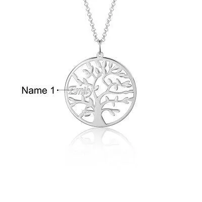 Custom Sterling Silver English / Arabic Family Tree Necklace