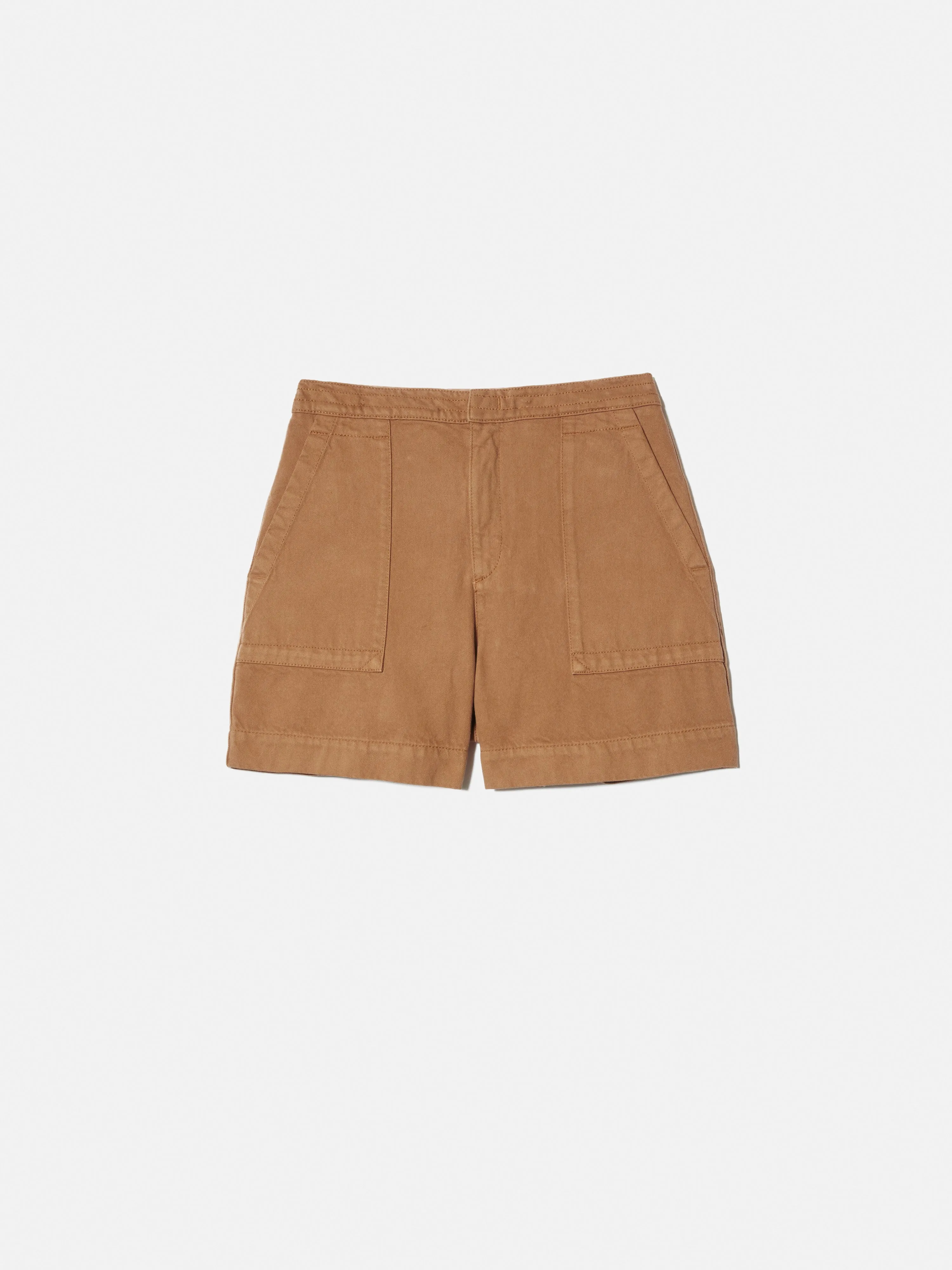 Denim Patch Pocket Shorts | Tan