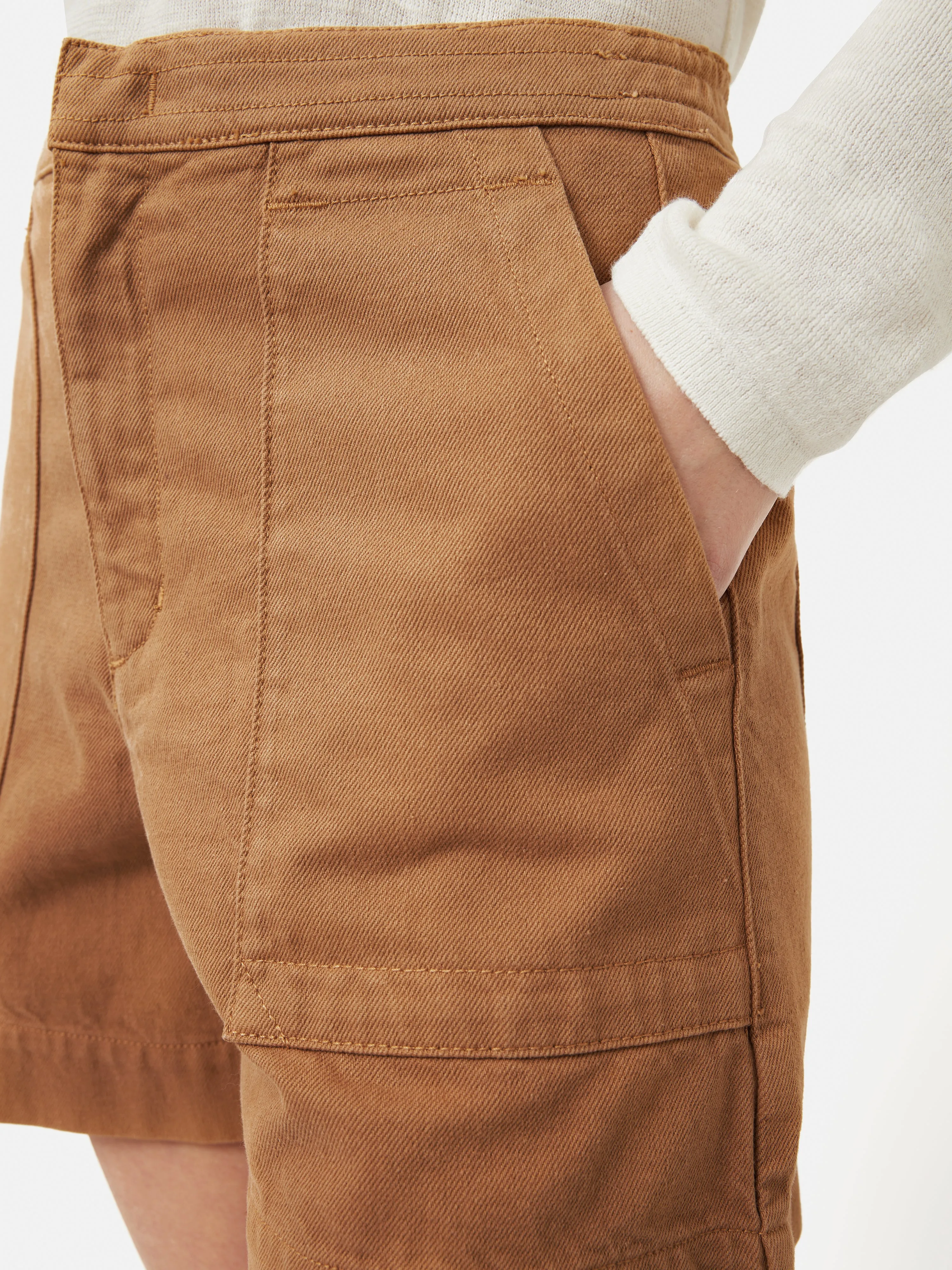 Denim Patch Pocket Shorts | Tan