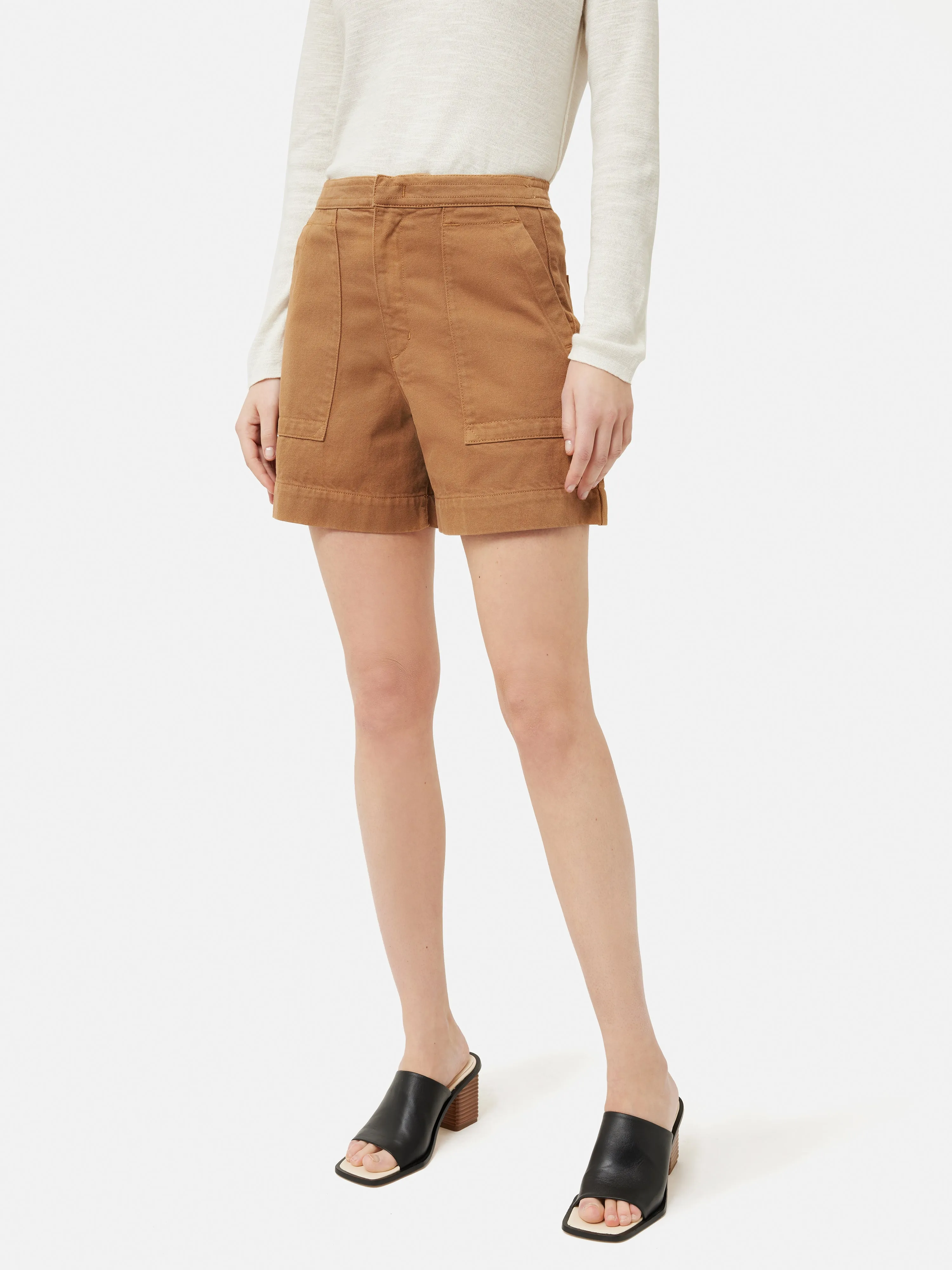 Denim Patch Pocket Shorts | Tan