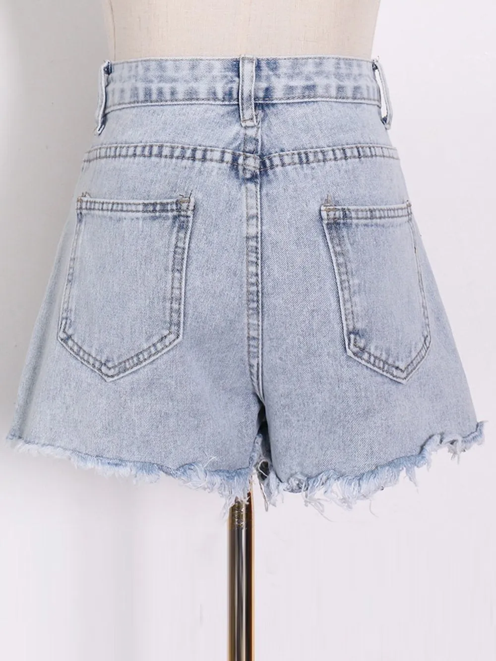 Denim Patchwork Tassel Shorts