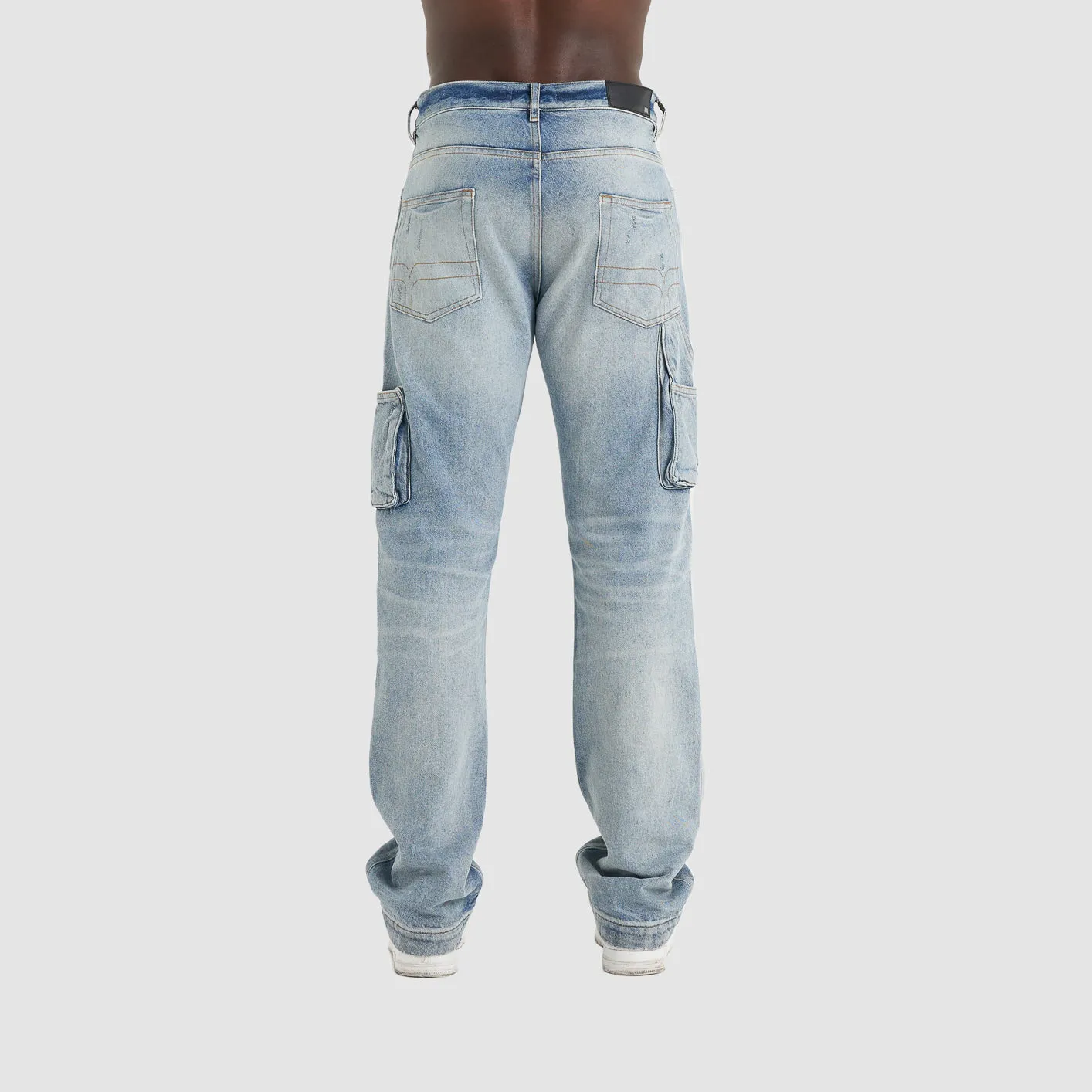 DISTRESSED DENIM PANTS