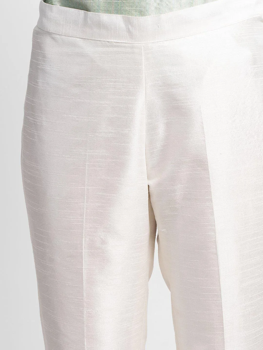 Dupioni Mid Waist Trouser - Creamy White