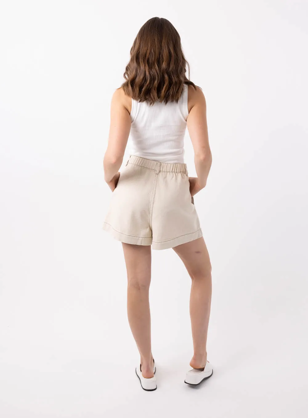 Eliza Denim Short-CREAM