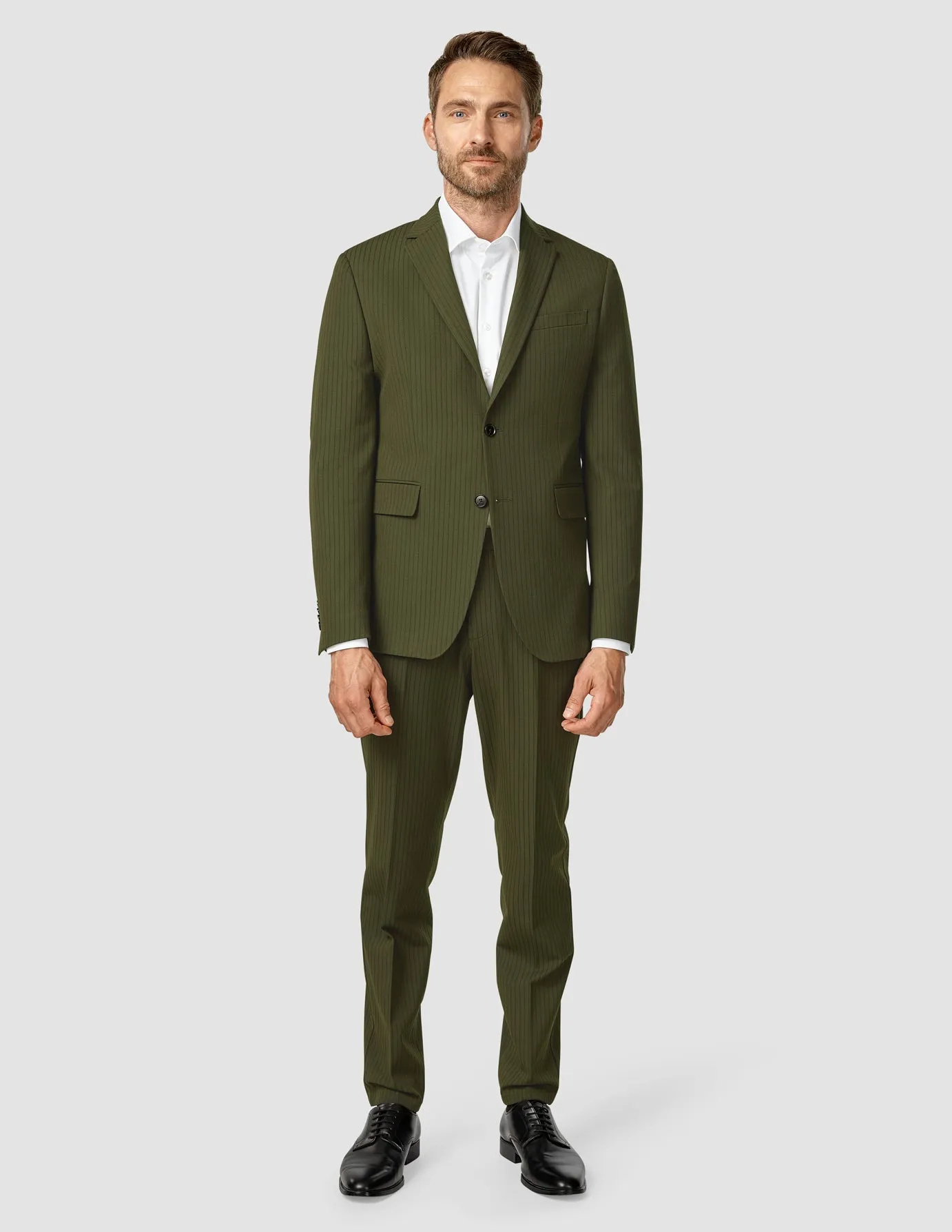 Essential Suit Pants Regular Moss Green Pinstripe