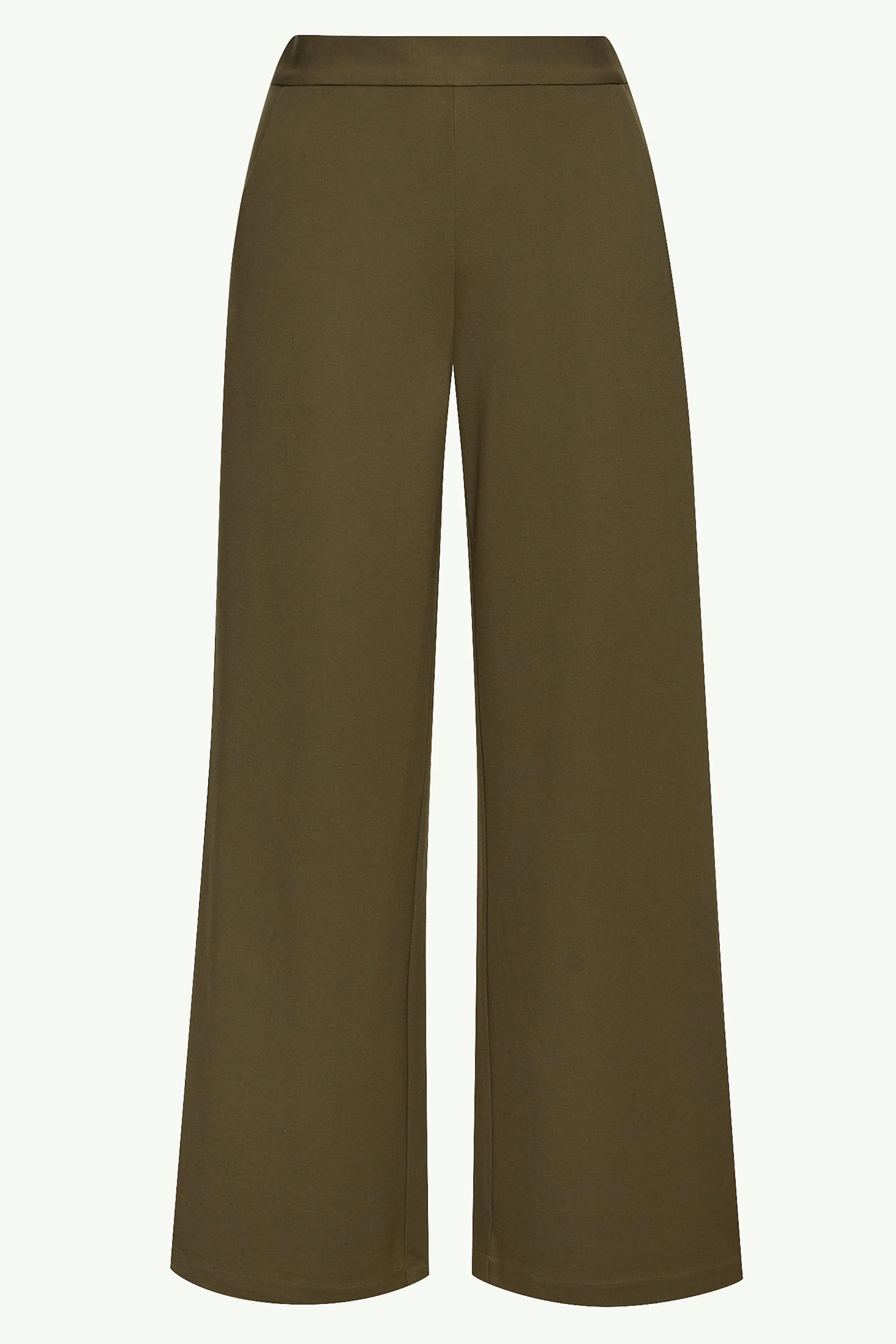 Fatima Everyday Wide Leg Jersey Pants - Olive