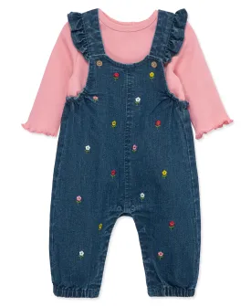 Flowers Woven Overall Set (3M-12M)