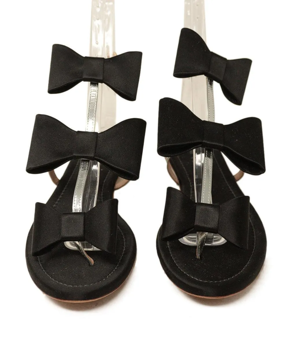 Giambattista Black Satin Bow Sandals sz 9