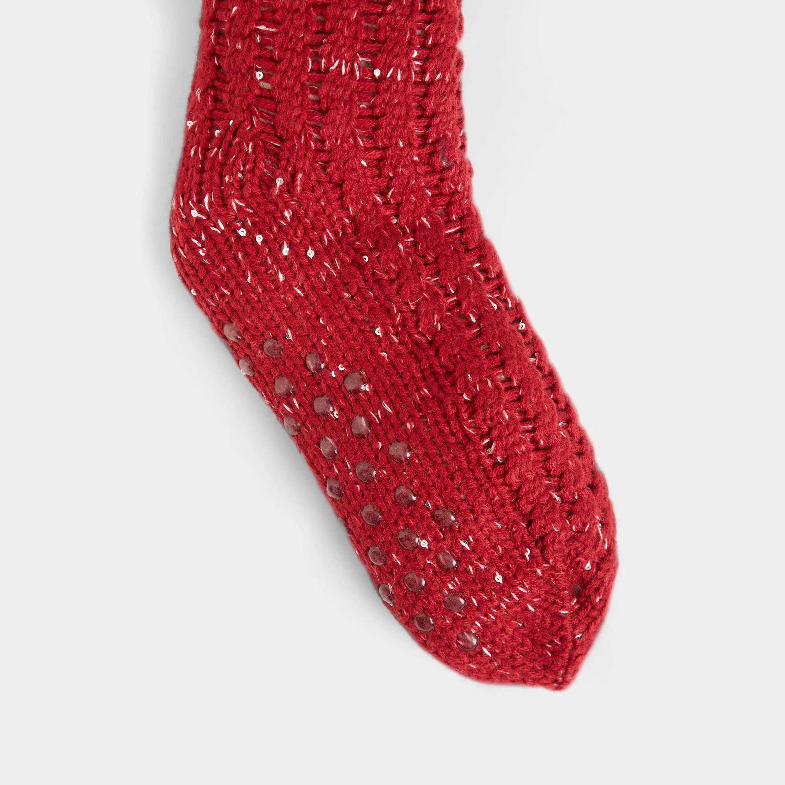 Glitzy Slipper Socks - Red