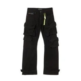 GRUNGE BAGGY CARGO JEANS IN BLACK TWILL