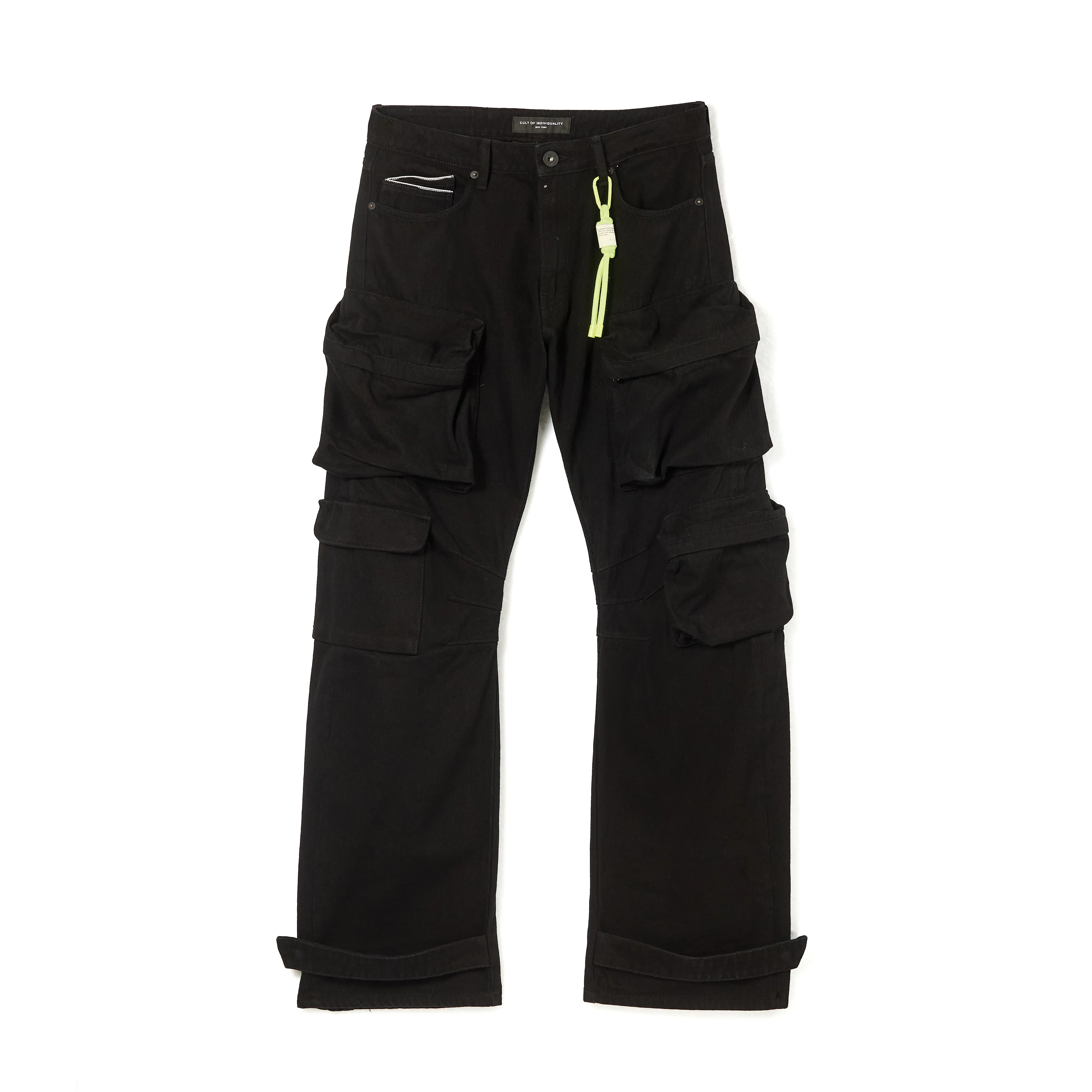 GRUNGE BAGGY CARGO JEANS IN BLACK TWILL