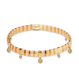 Handmade Gold Tila Bead Bracelet With Charms