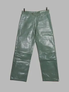 Katharine Hamnett London thick green cowhide leather pants - S XS M