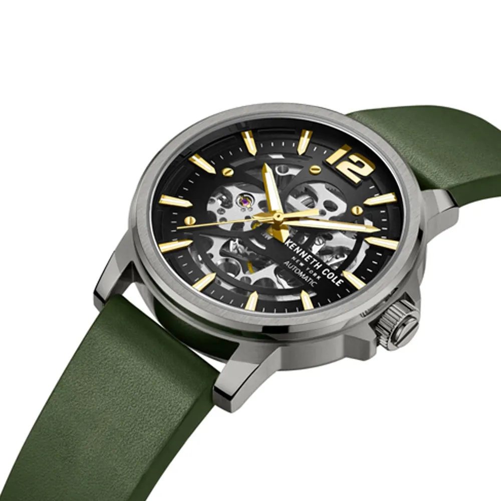 Kenneth Cole Green Leather Strap Automatic Men Watch KCWGE2220501