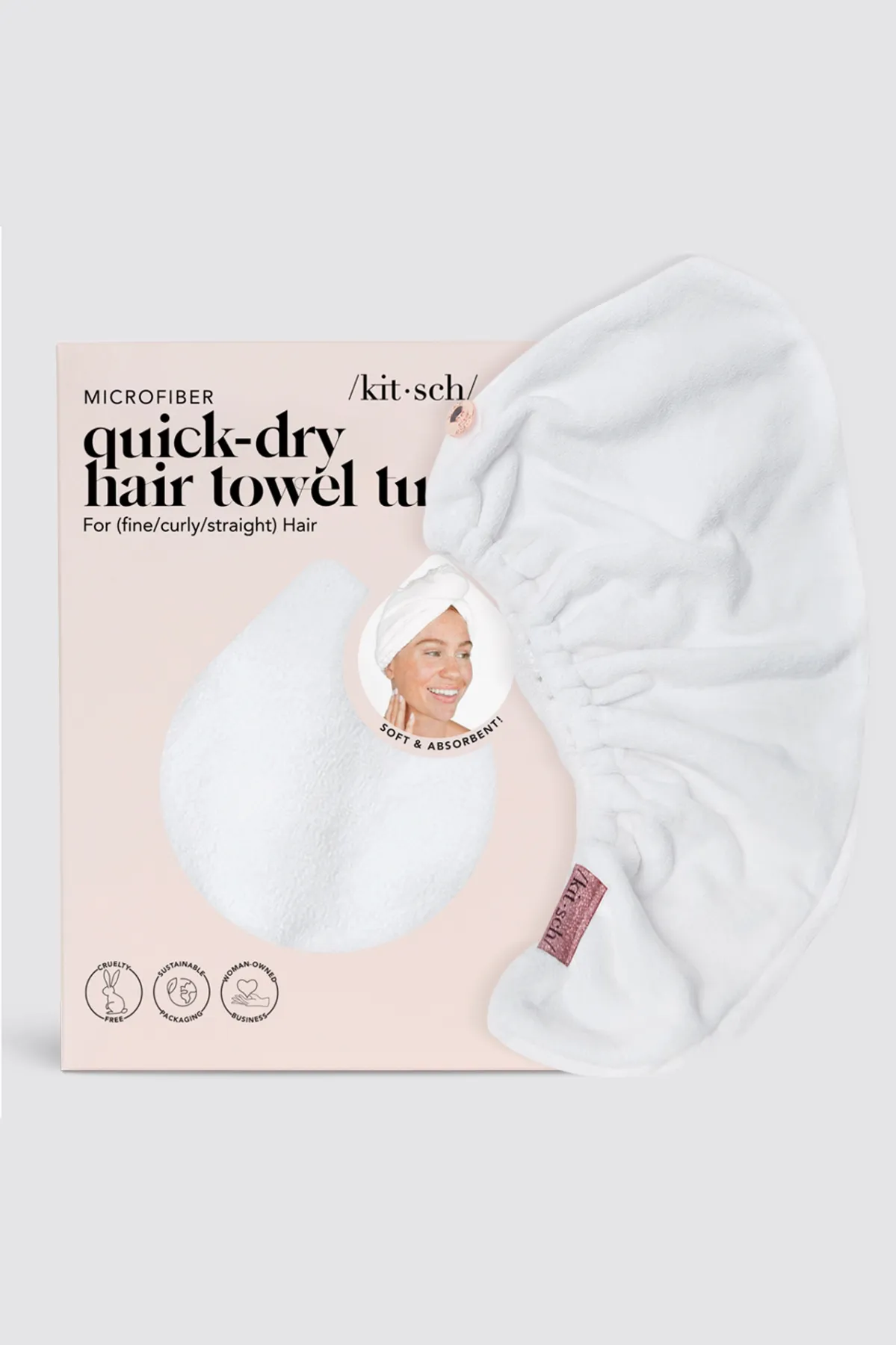 Kitsch Quick Dry Hair Towel - White