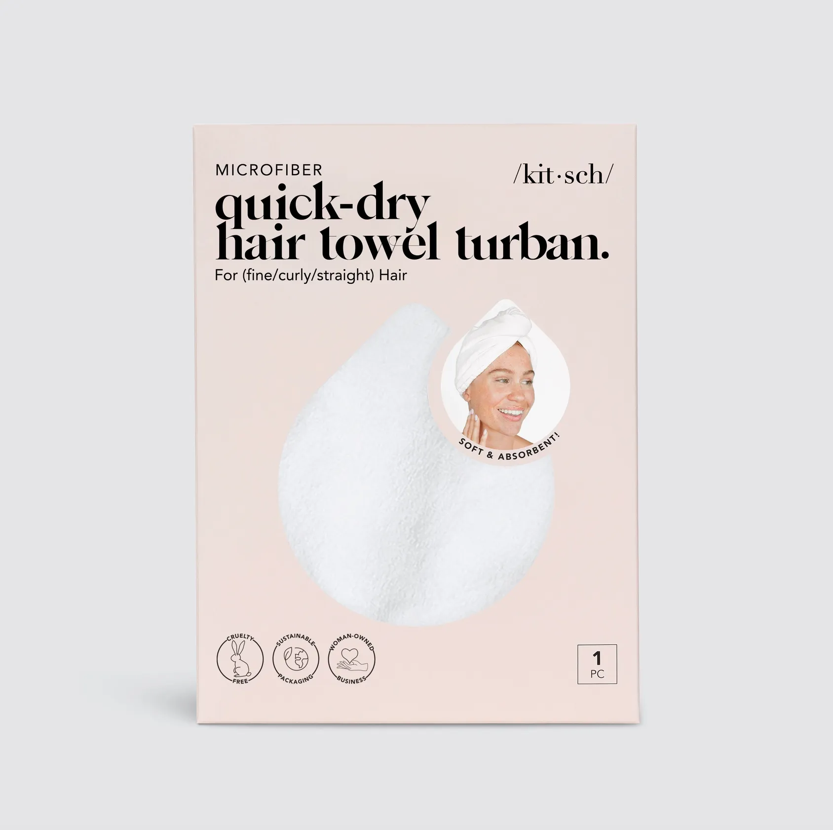 Kitsch Quick Dry Hair Towel - White