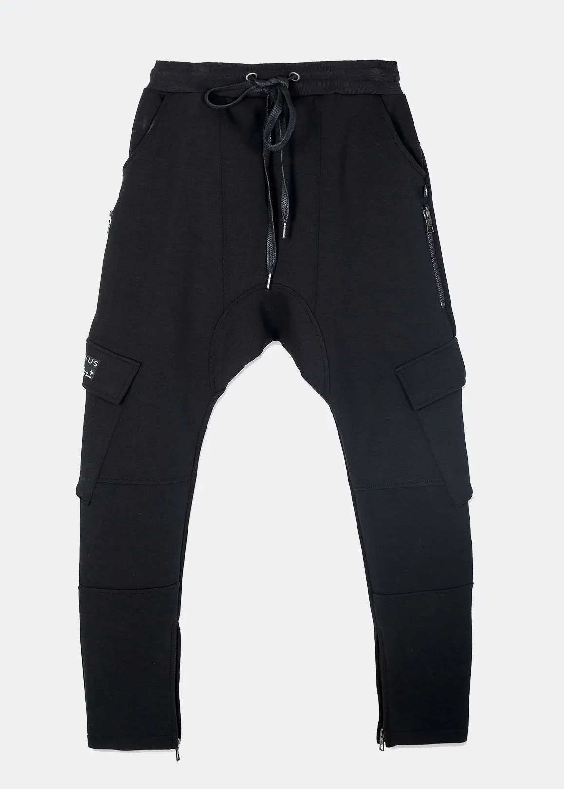 Konus Men's Ankle Zip Cargo Sweatpants in Black