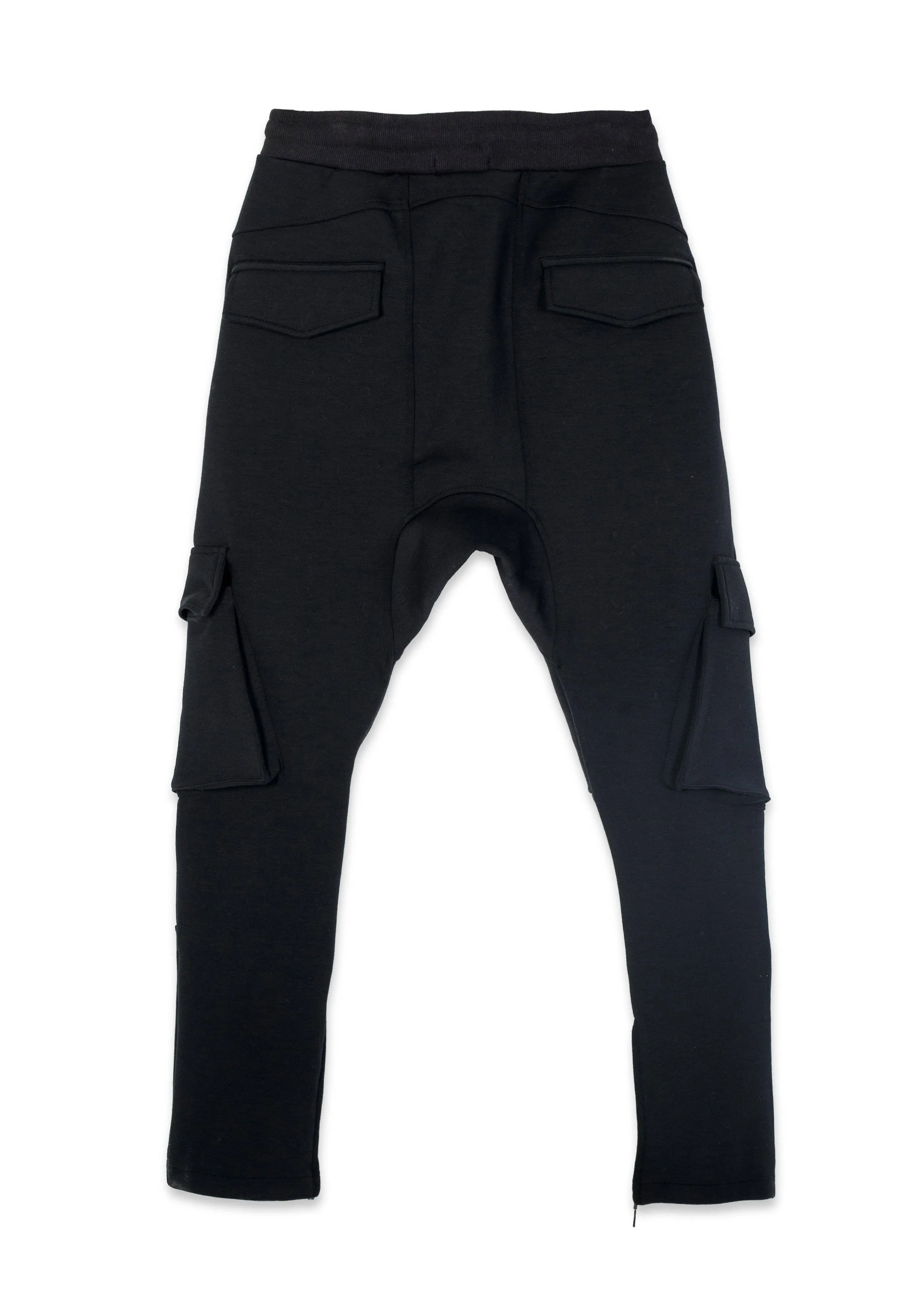 Konus Men's Ankle Zip Cargo Sweatpants in Black