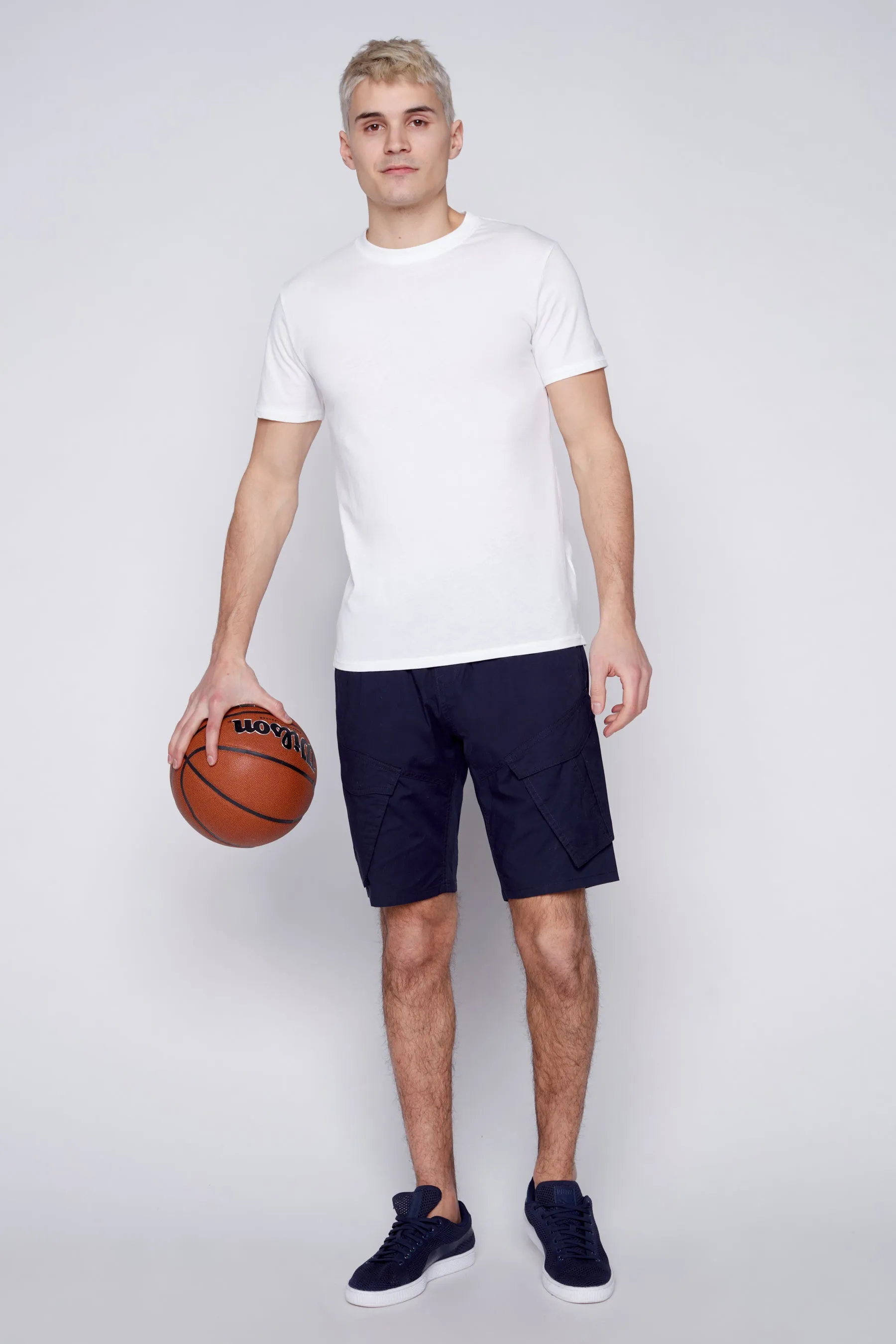 KRAVITZ - Mens 5-Pockets Pull-On Cargo Poplin Shorts - Navy