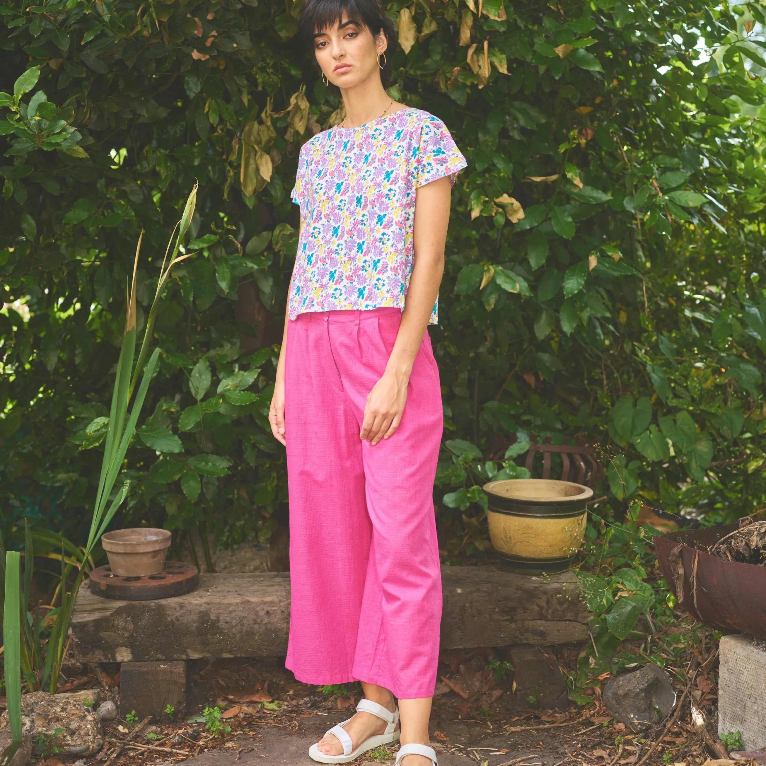 Lowie Cerise Wide Leg Khadi Trousers