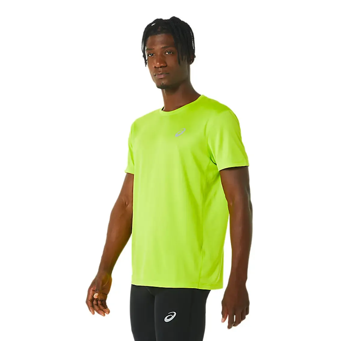 Mens ASICS Silver Short Sleeved Top - Lime Zest