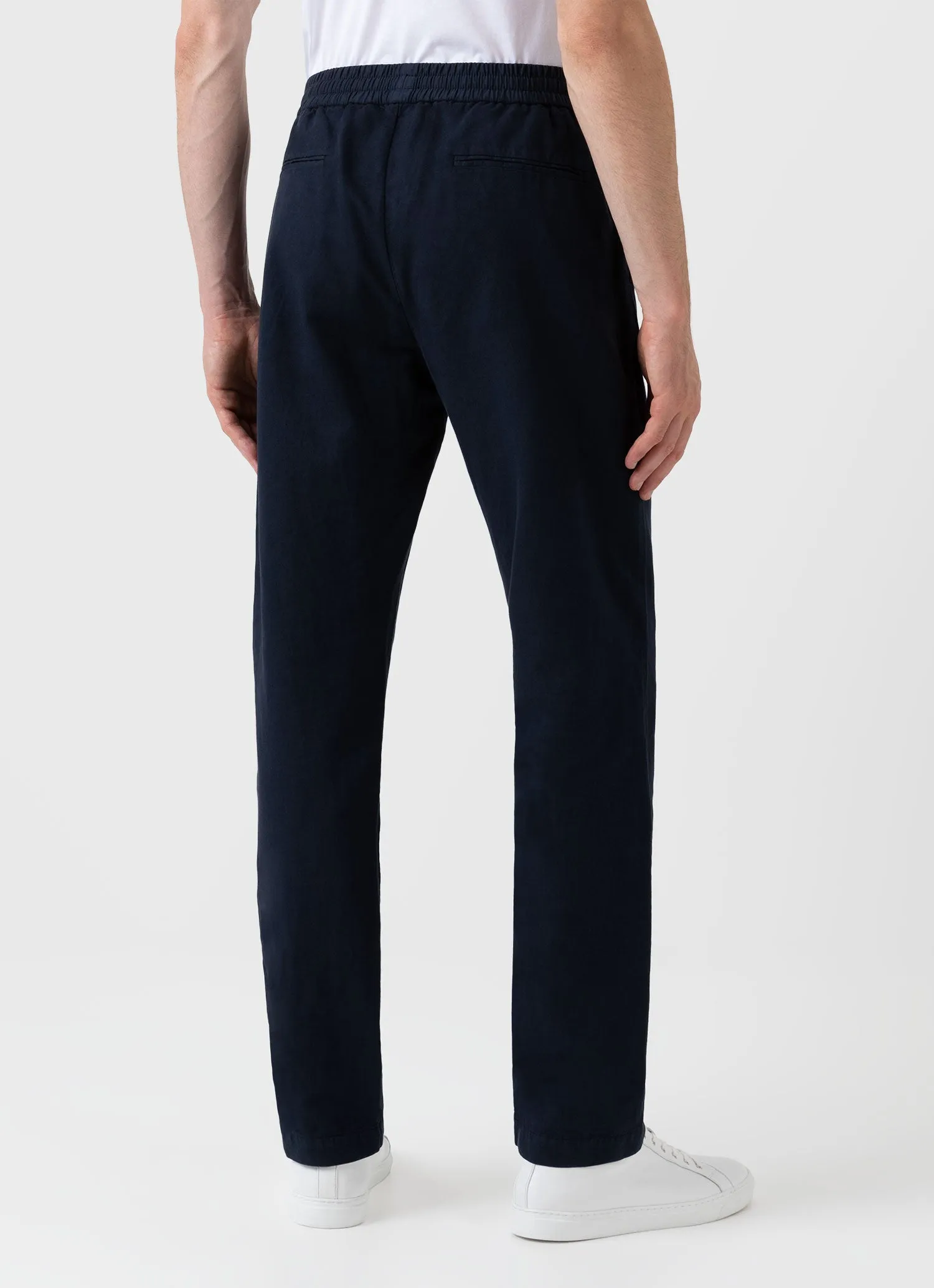 Men's Cotton Linen Drawstring Trouser in Navy