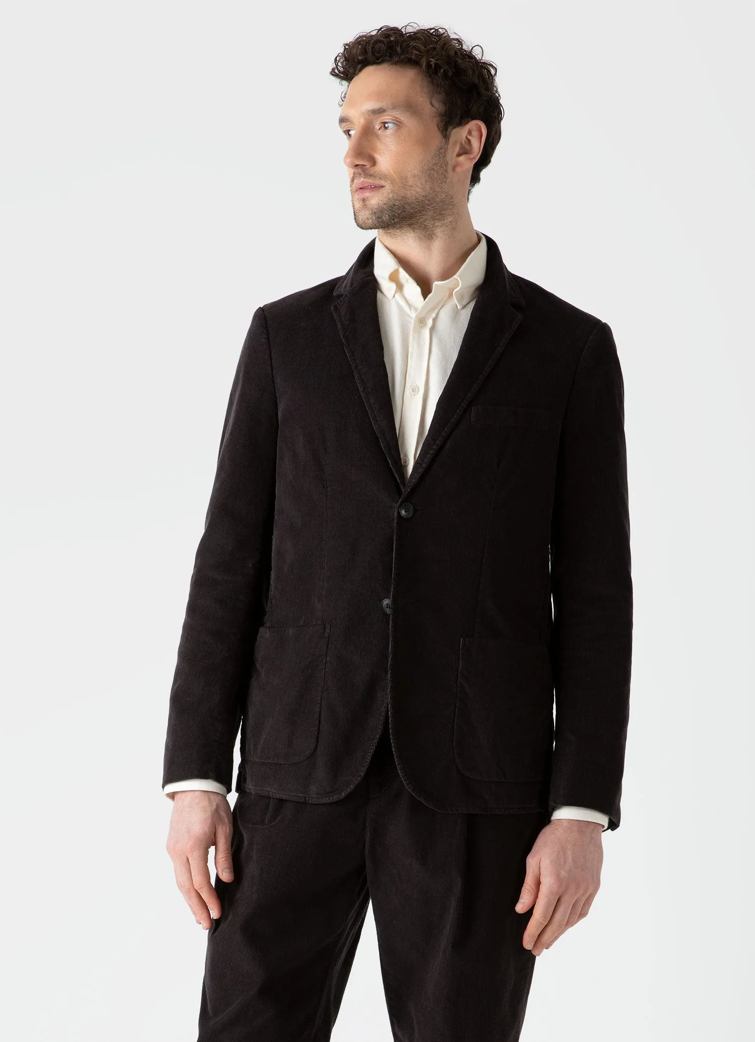 Men's Fine Corduroy Blazer in Coffee