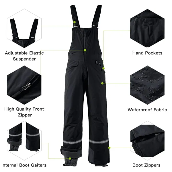 Men's Waterproof Ski Pants Insulated Warm Winter Snow Bib Pants