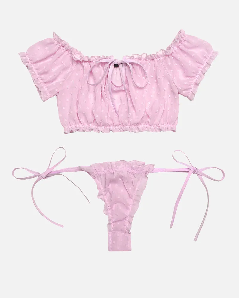 Mesh Bra and Panty Set Ruffle Lingerie Set