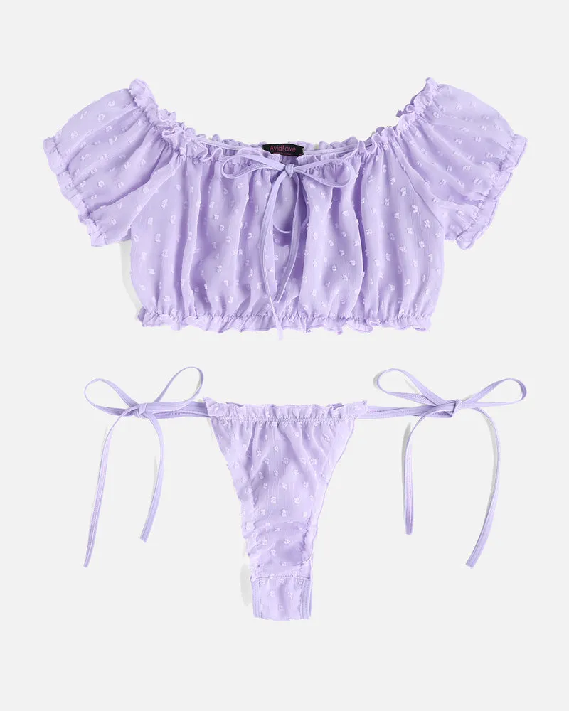 Mesh Bra and Panty Set Ruffle Lingerie Set