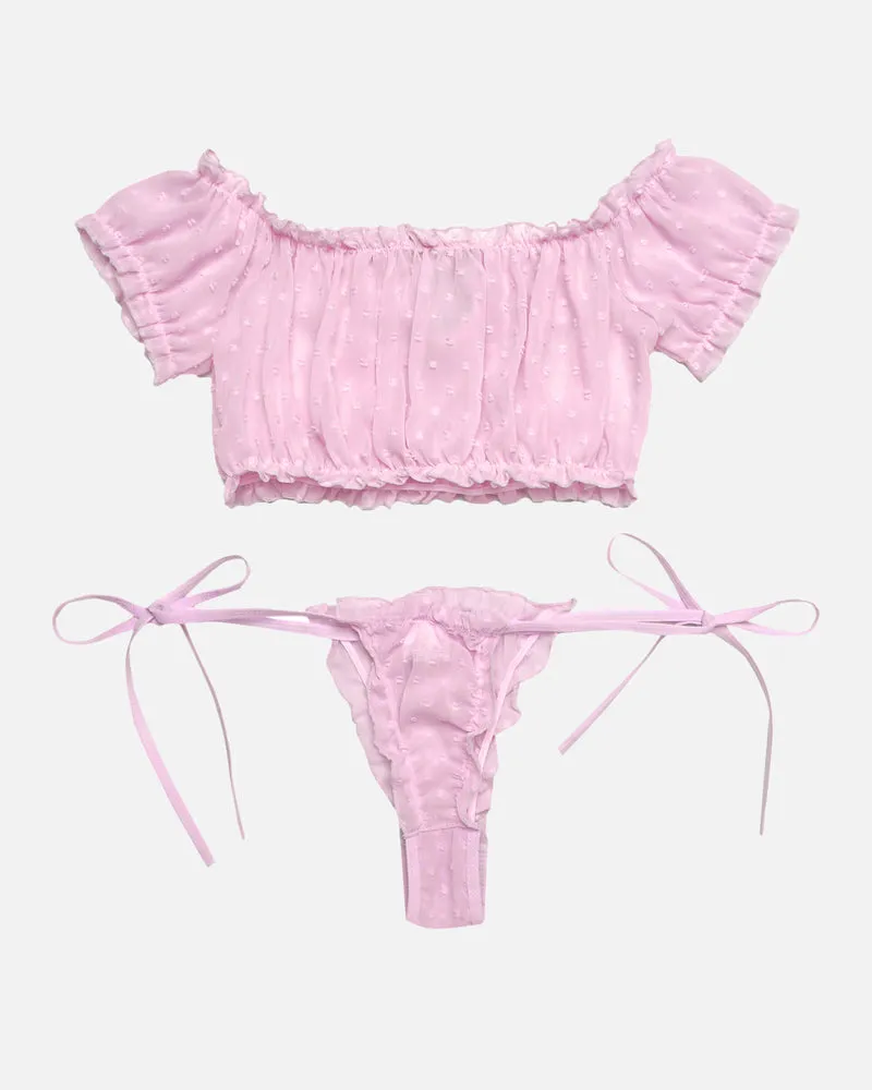 Mesh Bra and Panty Set Ruffle Lingerie Set