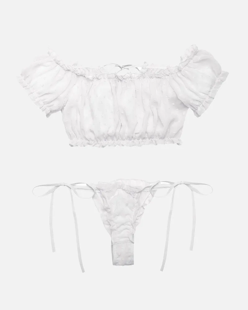 Mesh Bra and Panty Set Ruffle Lingerie Set