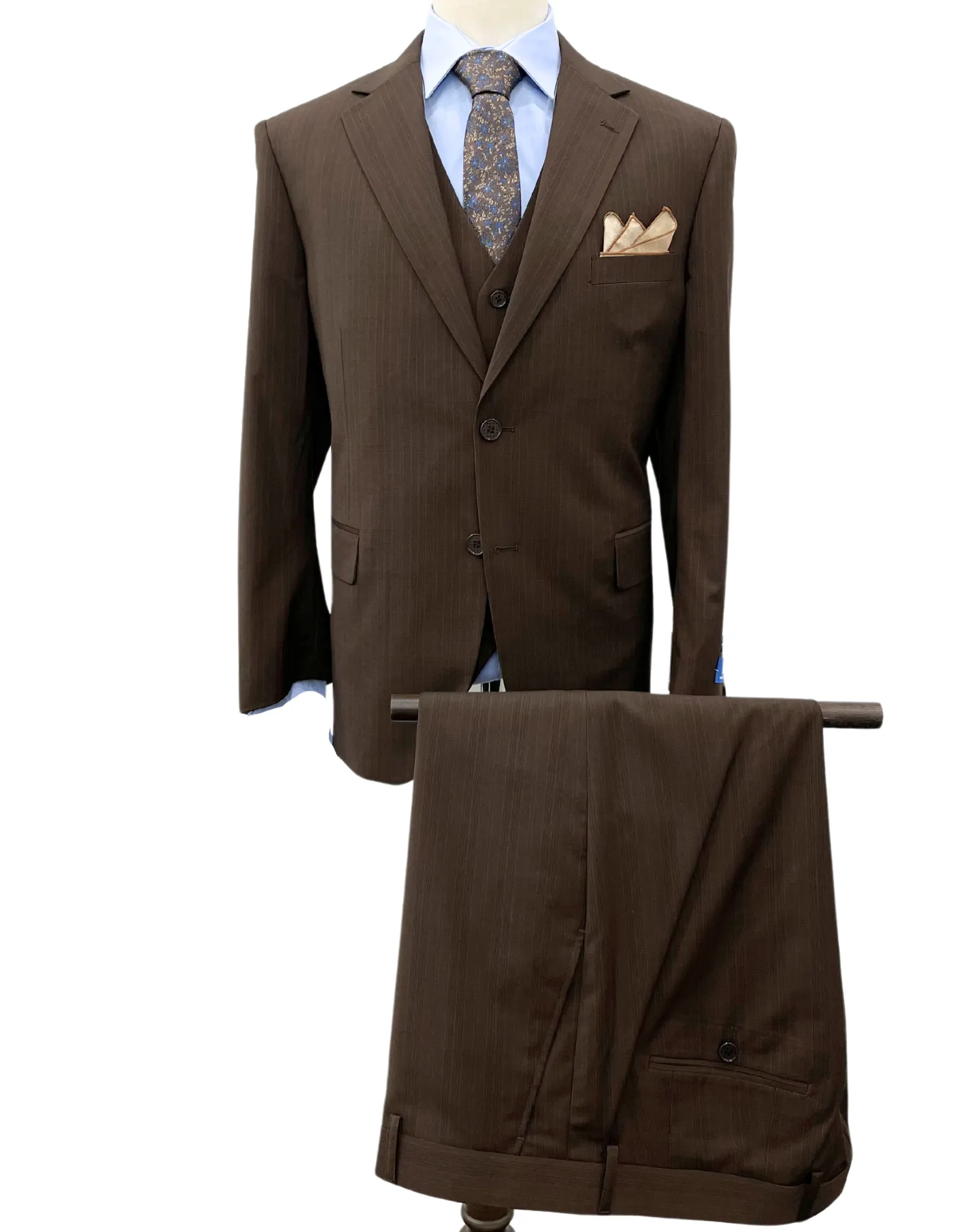 Michael Adams Vested Modern Fit Suit - Brown 3206