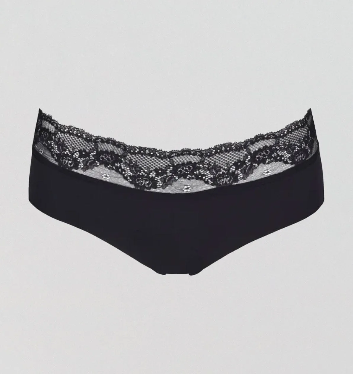 Microfibre lace trim knicker [Black]