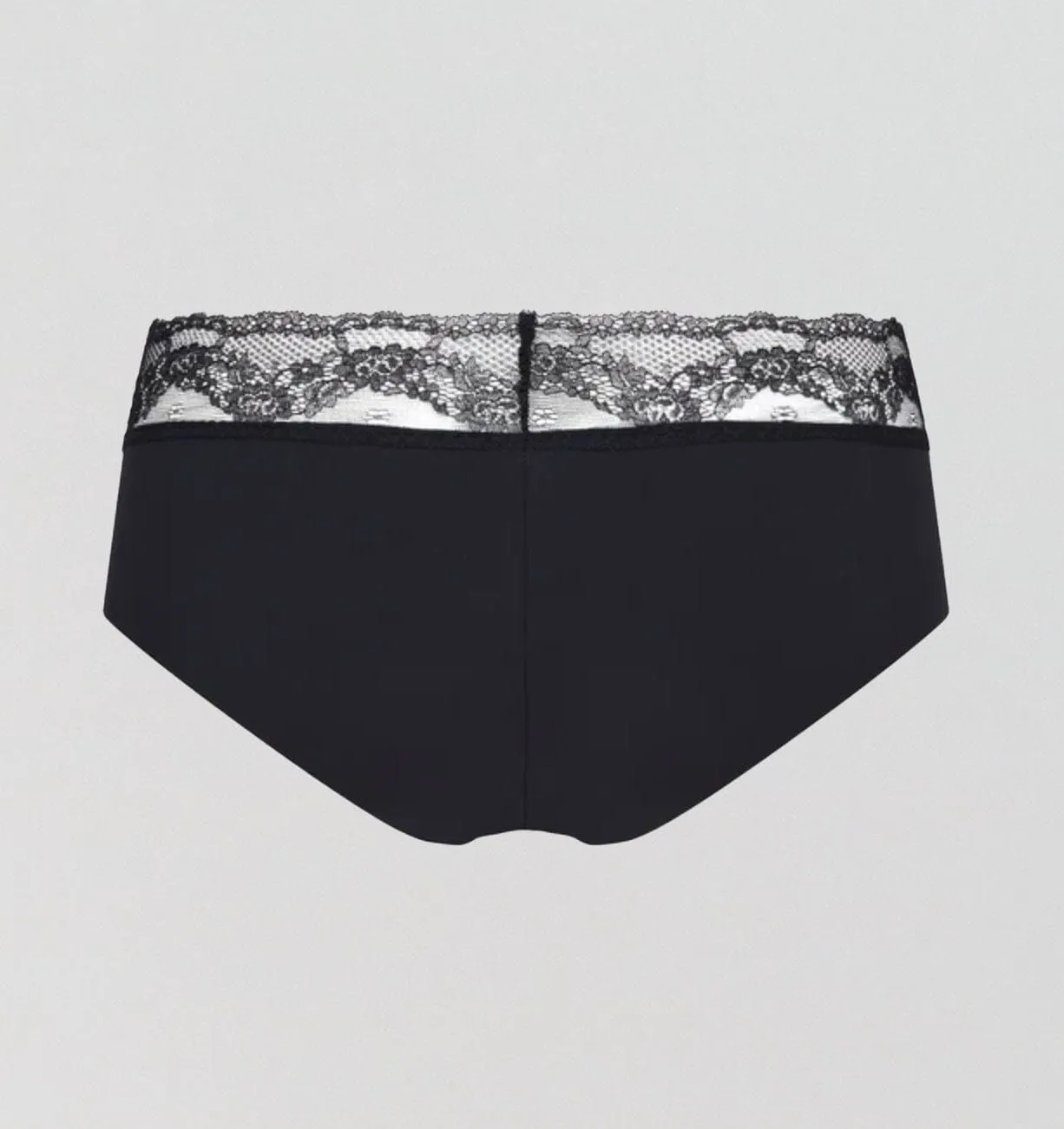 Microfibre lace trim knicker [Black]