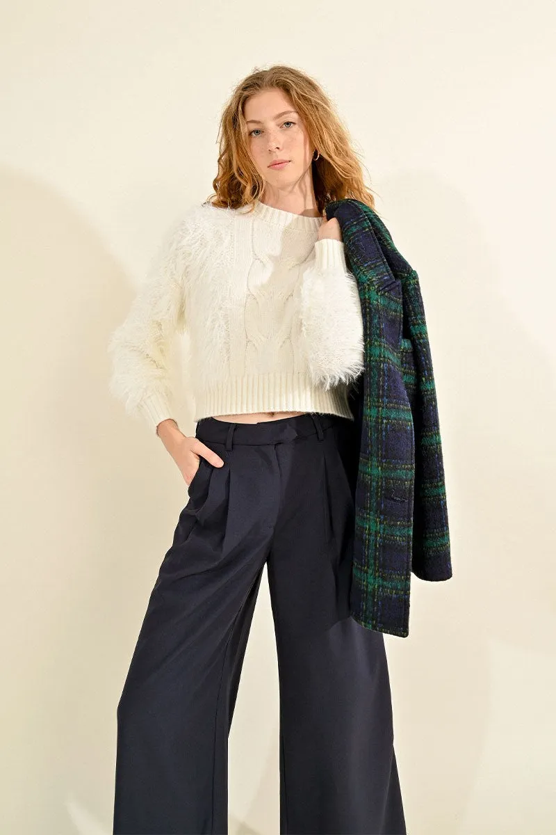 Molly Bracken Navy High Waisted Palazzo Trousers