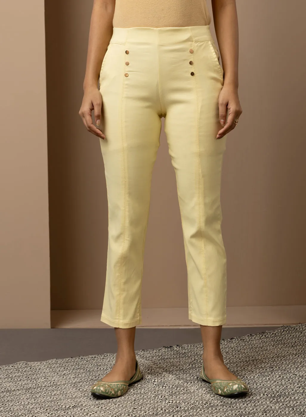 Mustard Regular Plain Capri