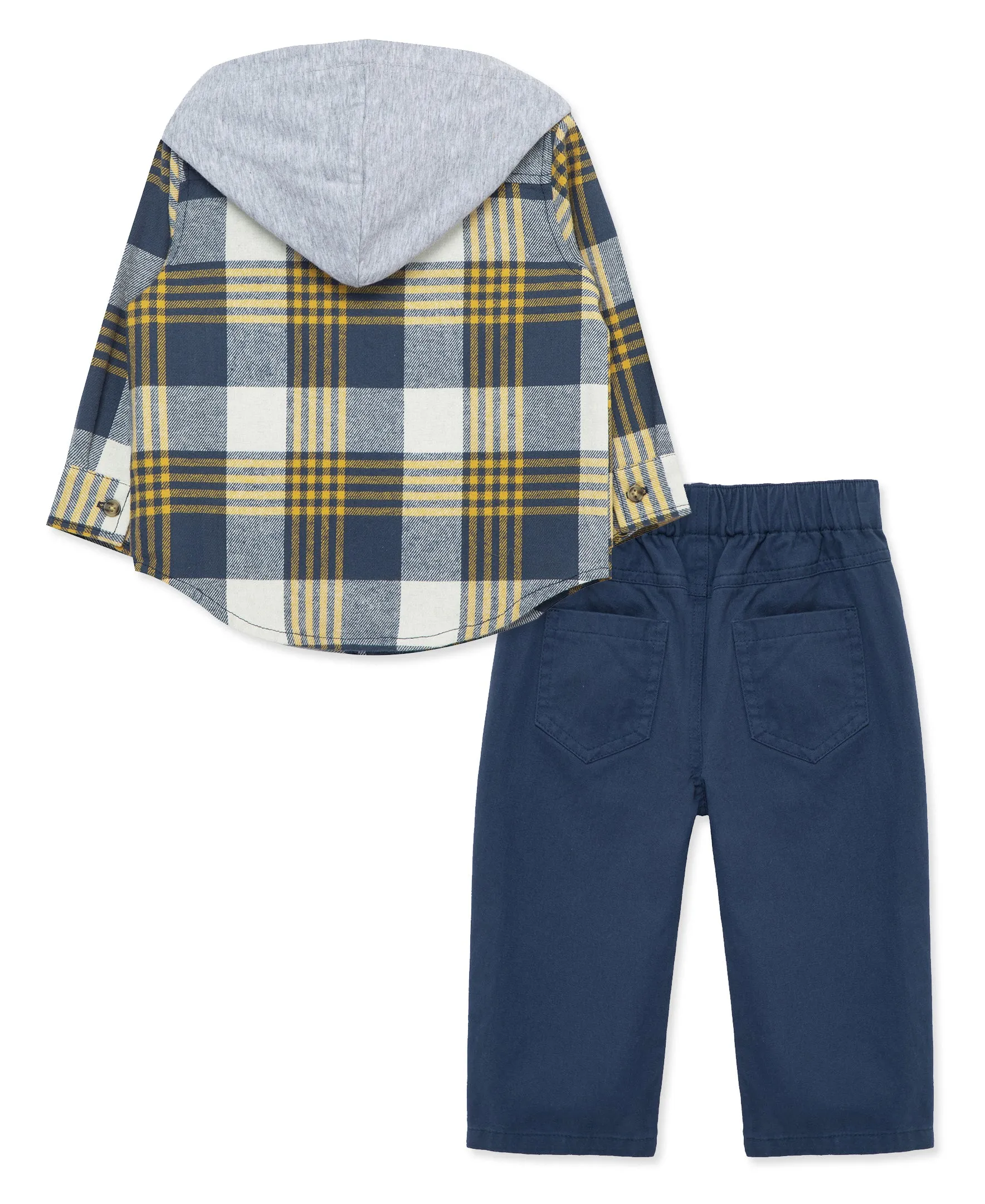 Navy Plaid Woven Pant Set (12M-24M)