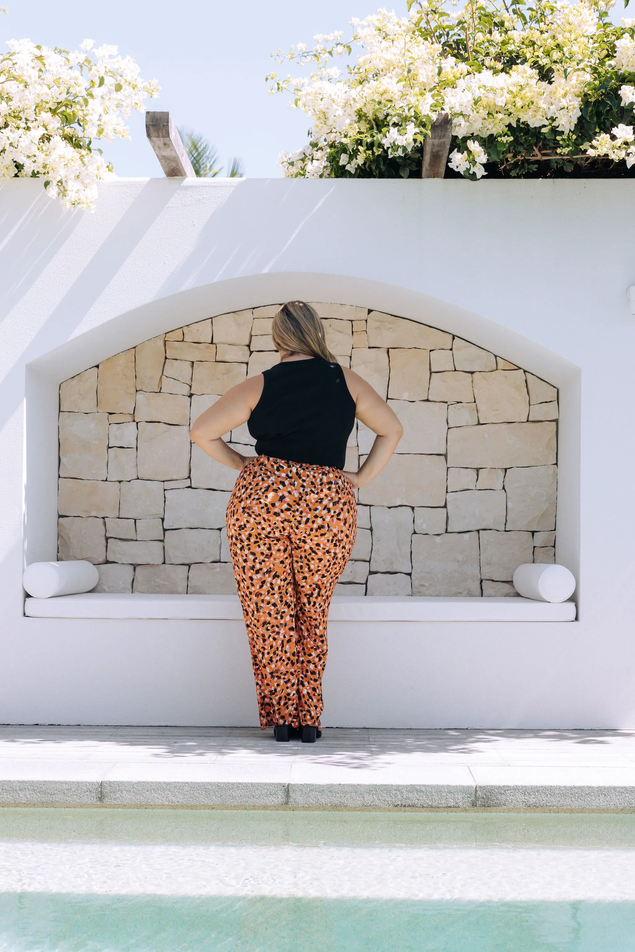 Nora Tassel Tie Pants in Brown Fleck