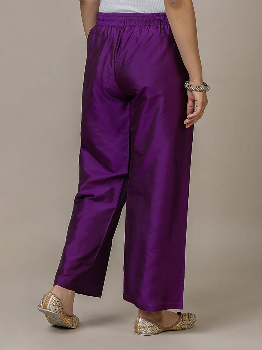 Nyla x Tyohaar | Purple Art Silk Pants