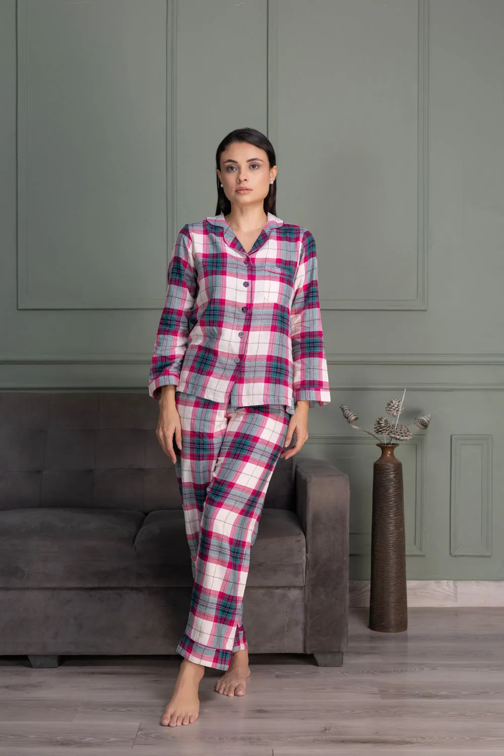 Pj set in Flannel check