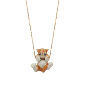 Playful Ginger Kitten Necklace